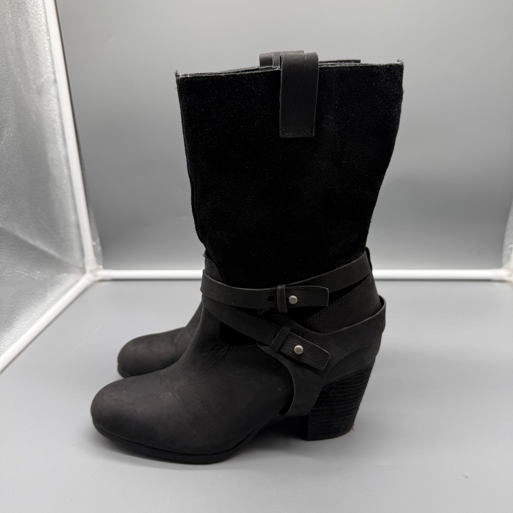 Denim & Supply Ralph Lauren Mattie Black Leather Suede Harness Boots Womens 7.5B